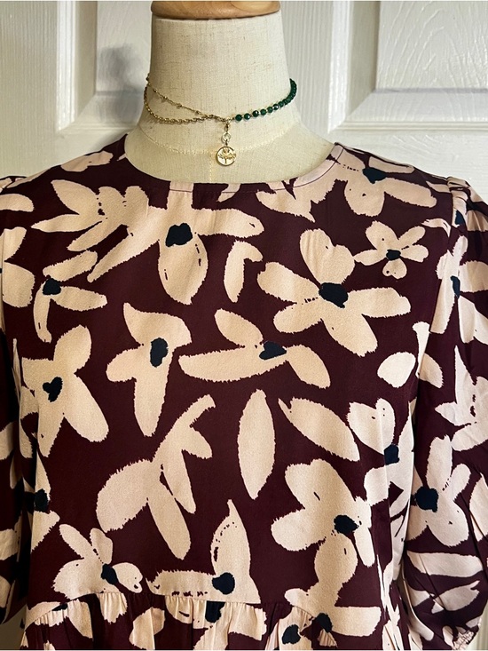 New Wednesdays Girl Bold Bloom Floral Pleated Tie Sleeve Festival Mini Dress S - Picture 6 of 17